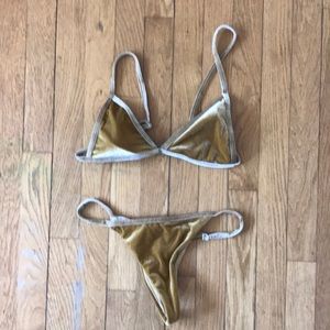 Gold velvet bikini